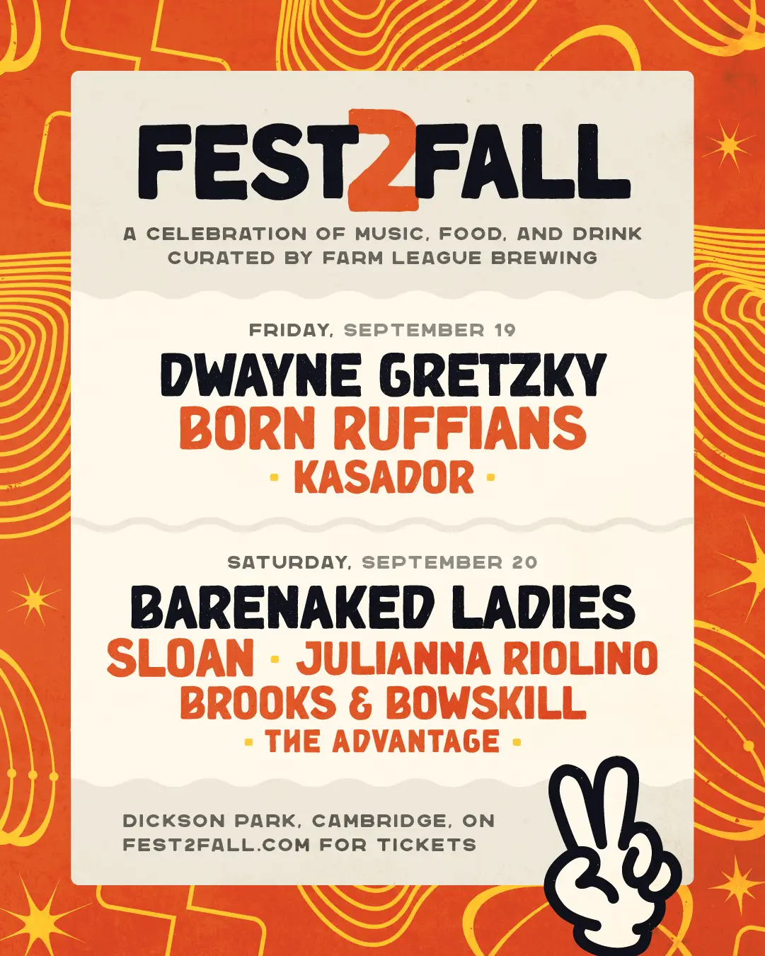 In 2025, Dwayne Gretzky, Born Ruffians, Sloan and Barenaked Ladies headlined Fest2Fall in Galt, Ontario